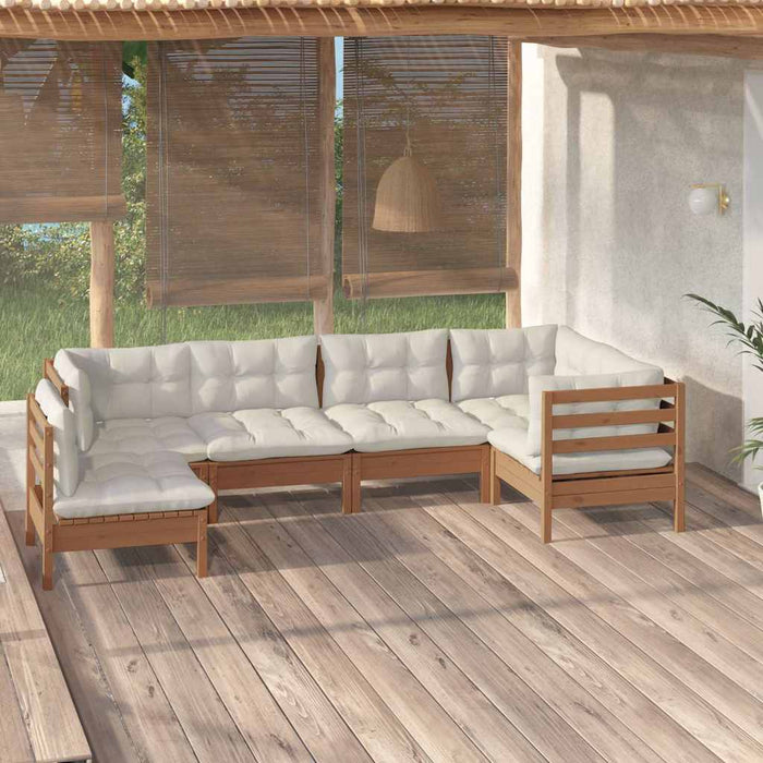 Set mobilier grădină cu perne, 6 piese, maro miere, lemn de pin WALTI