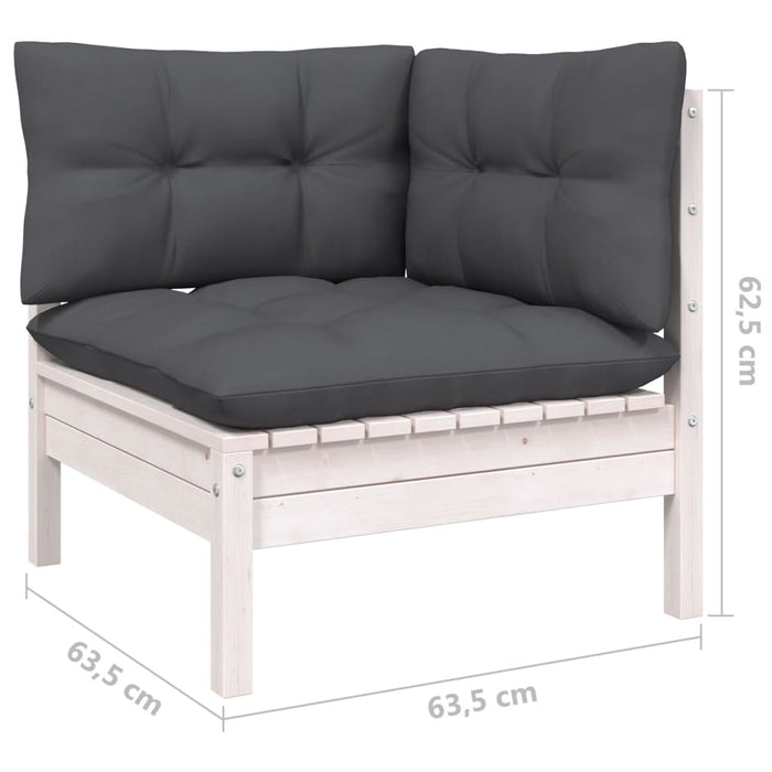 Set mobilier de grădină cu perne, 7 piese, alb, lemn de pin WALTI