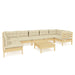 Set mobilier de grădină cu perne, 8 piese, crem, lemn de pin - WALTI WALTI