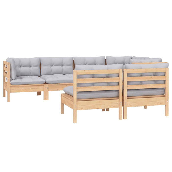 Set mobilier grădină cu perne gri, 7 piese, lemn masiv de pin - WALTI WALTI