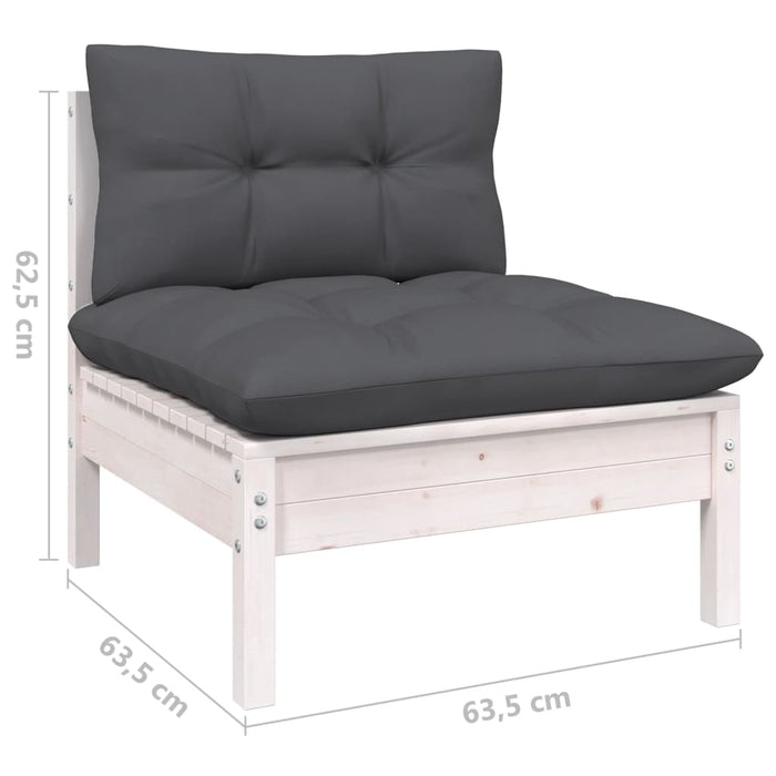 Set mobilier de grădină cu perne, 8 piese, alb, lemn masiv pin - WALTI WALTI