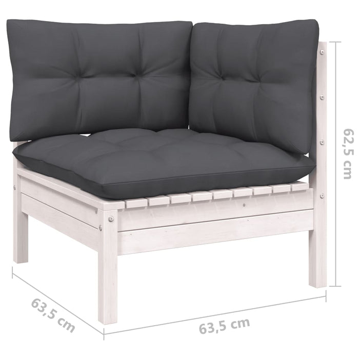 Set mobilier de grădină cu perne, 8 piese, alb, lemn masiv pin - WALTI WALTI