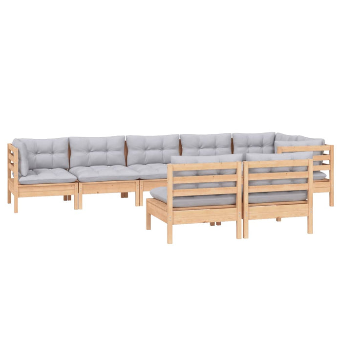 Set mobilier de grădină cu perne gri, 8 piese, lemn masiv pin - WALTI WALTI