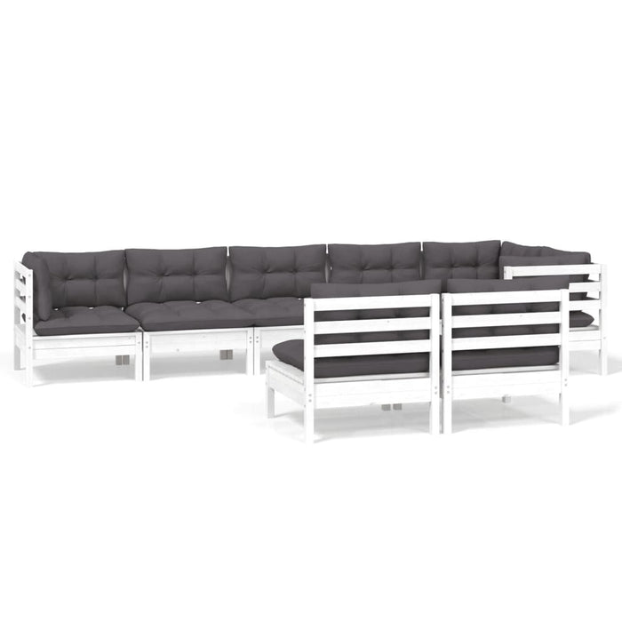 Set mobilier de grădină cu perne, 8 piese, alb, lemn masiv pin - WALTI WALTI