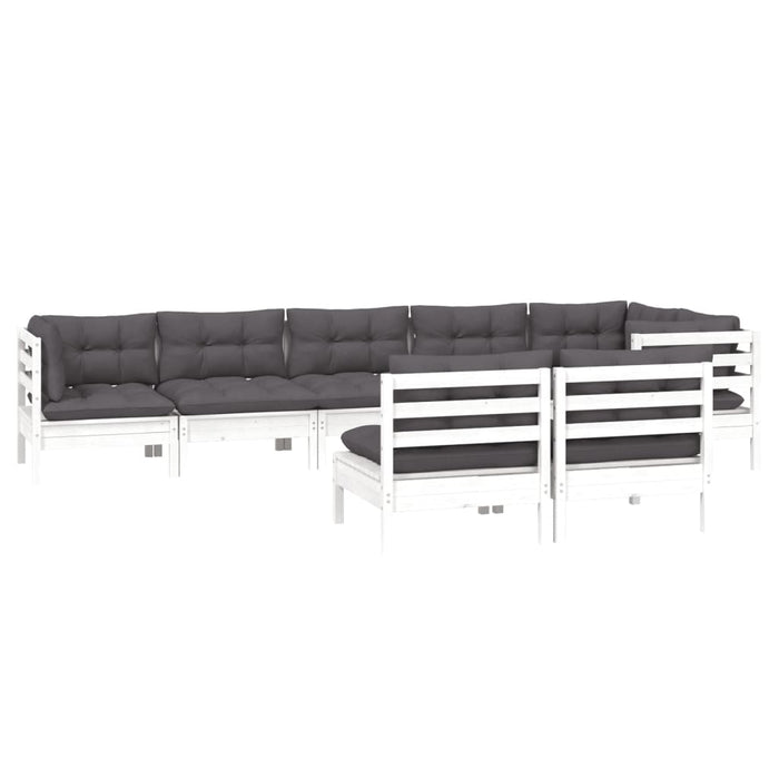 Set mobilier de grădină cu perne, 8 piese, alb, lemn masiv pin - WALTI WALTI