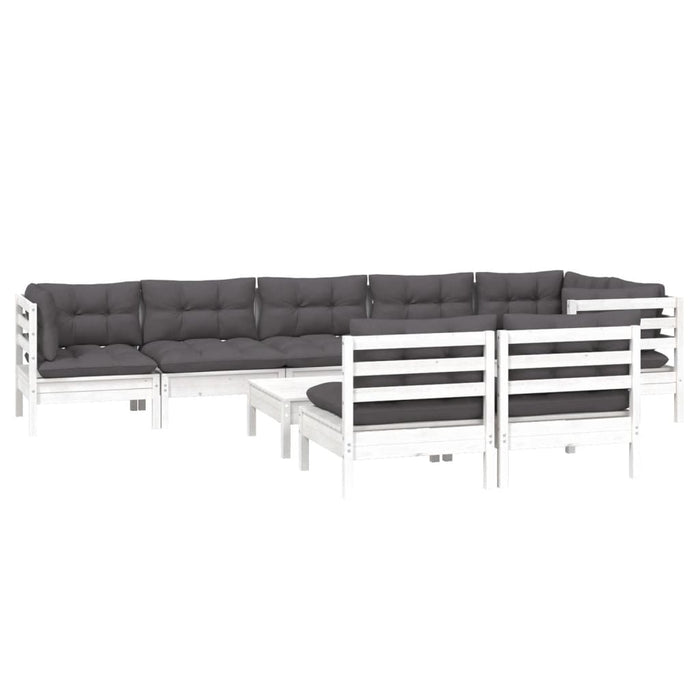 Set mobilier grădină cu perne, 9 piese, alb, lemn masiv pin - WALTI WALTI