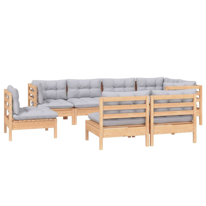 Set mobilier de grădină cu perne gri, 8 piese, lemn masiv pin - WALTI WALTI