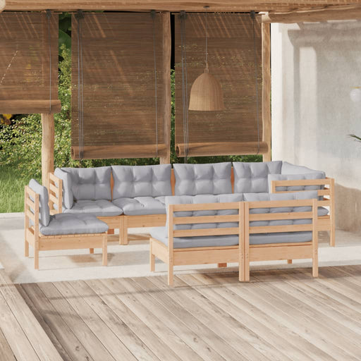 Set mobilier de grădină cu perne gri, 8 piese, lemn masiv pin - WALTI WALTI