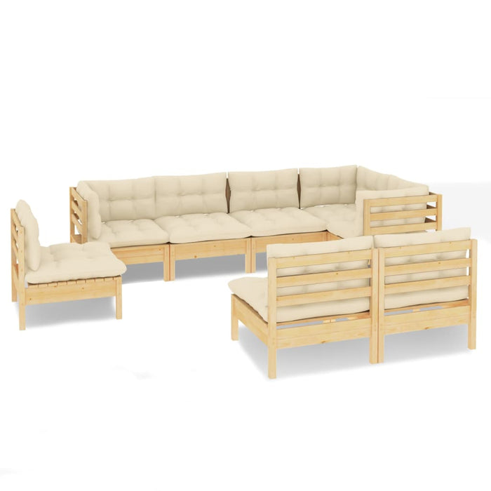 Set mobilier de grădină cu perne crem, 8 piese, lemn masiv pin - WALTI WALTI