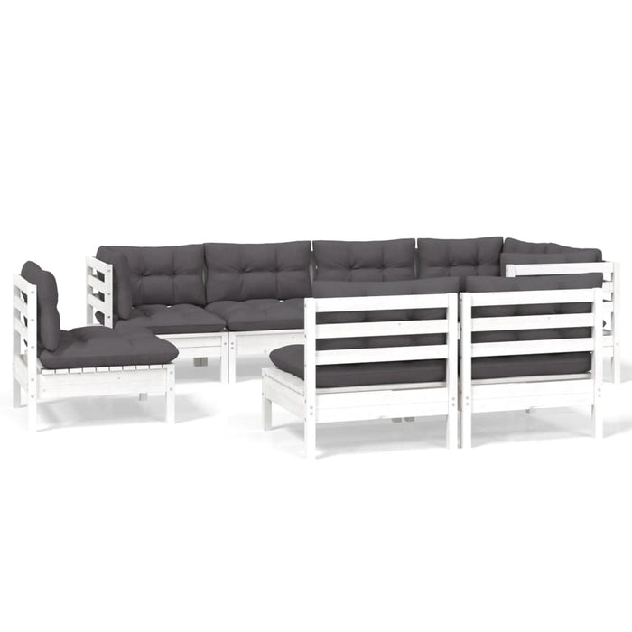Set mobilier de grădină cu perne, 8 piese, alb, lemn masiv pin - WALTI WALTI