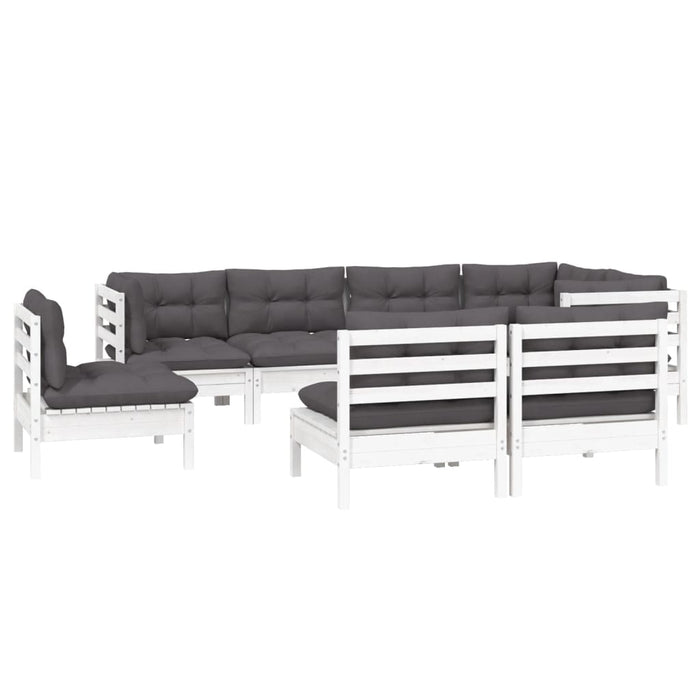Set mobilier de grădină cu perne, 8 piese, alb, lemn masiv pin - WALTI WALTI