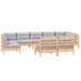 Set mobilier de grădină cu perne gri, 9 piese, lemn masiv pin - WALTI WALTI
