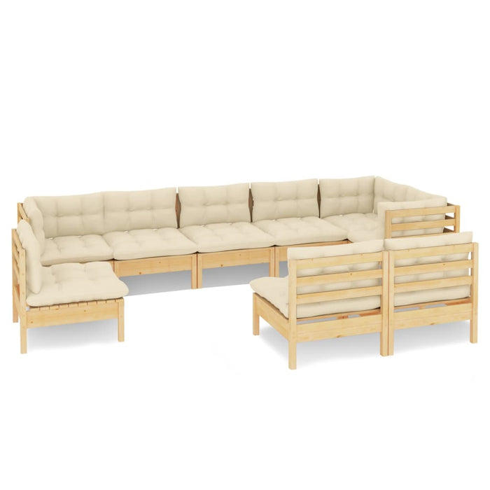 Set mobilier grădină cu perne crem, 9 piese, lemn masiv de pin - WALTI WALTI