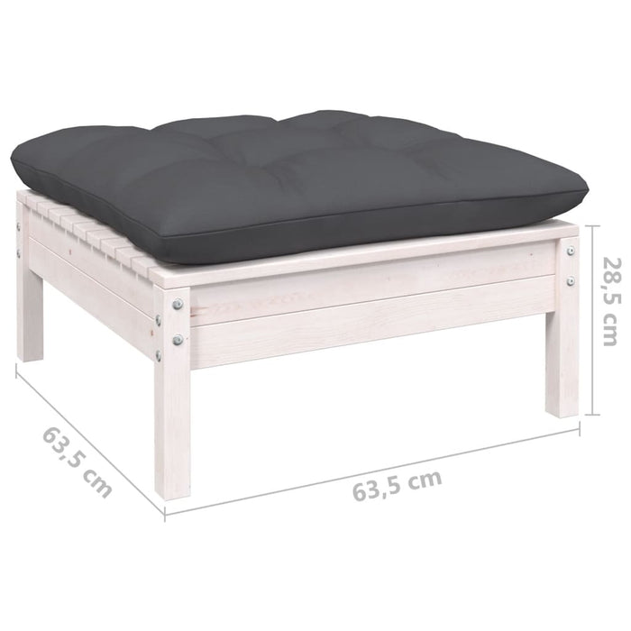 Set mobilier grădină cu perne, 10 piese, alb, lemn masiv pin WALTI