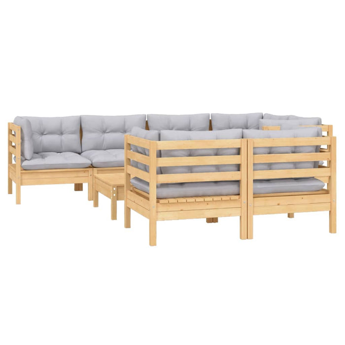 Set mobilier de grădină cu perne gri, 8 piese, lemn masiv pin - WALTI WALTI