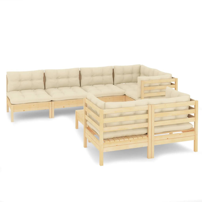 Set mobilier de grădină cu perne crem, 8 piese, lemn masiv pin - WALTI WALTI