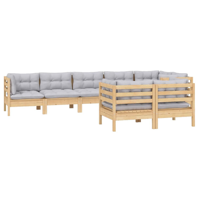 Set mobilier de grădină cu perne gri, 8 piese, lemn masiv pin - WALTI WALTI