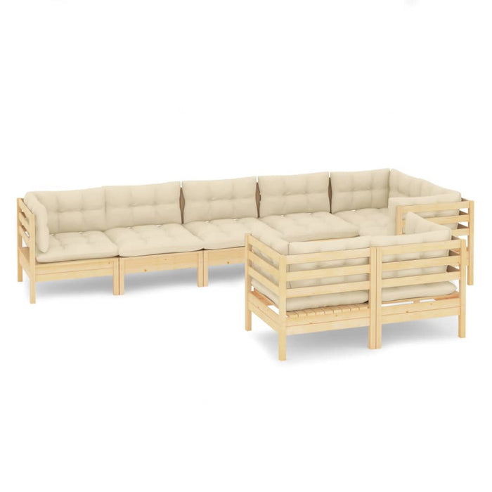 Set mobilier de grădină cu perne crem, 8 piese, lemn masiv pin - WALTI WALTI