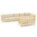 Set mobilier de grădină cu perne crem, 8 piese, lemn masiv pin - WALTI WALTI