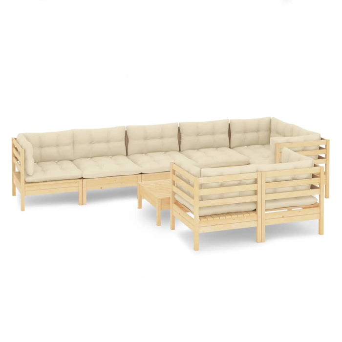 Set mobilier grădină cu perne crem, 9 piese, lemn masiv de pin - WALTI WALTI