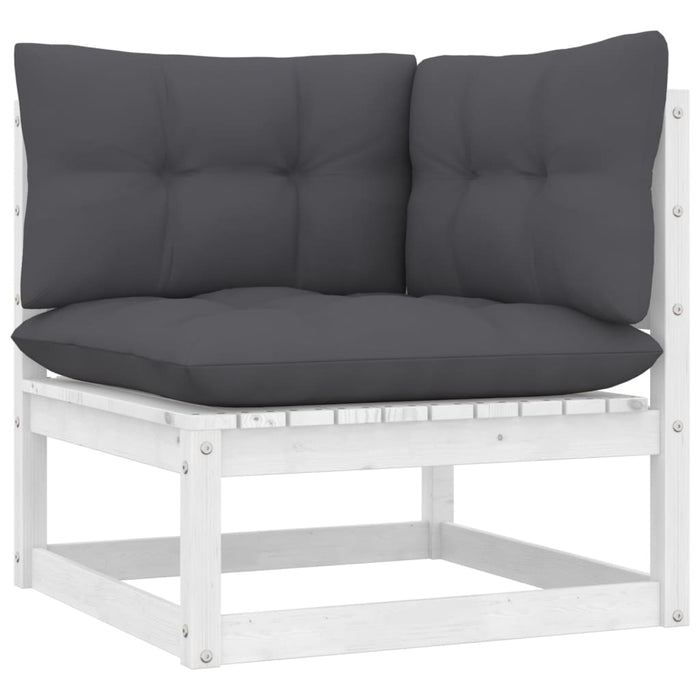 Set mobilier grădină cu perne, 9 piese, alb, lemn masiv pin - WALTI WALTI