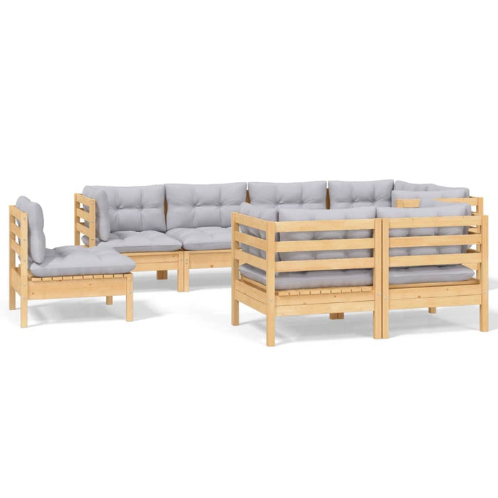 Set mobilier de grădină cu perne gri, 8 piese, lemn masiv pin - WALTI WALTI
