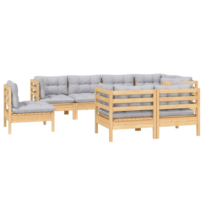 Set mobilier de grădină cu perne gri, 8 piese, lemn masiv pin - WALTI WALTI