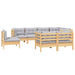 Set mobilier de grădină cu perne gri, 8 piese, lemn masiv pin - WALTI WALTI