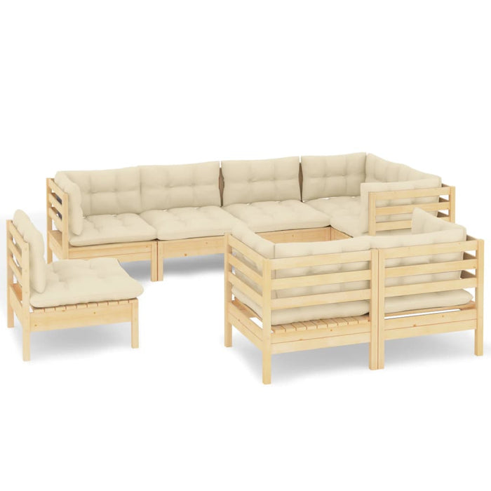 Set mobilier de grădină cu perne crem, 8 piese, lemn masiv pin - WALTI WALTI