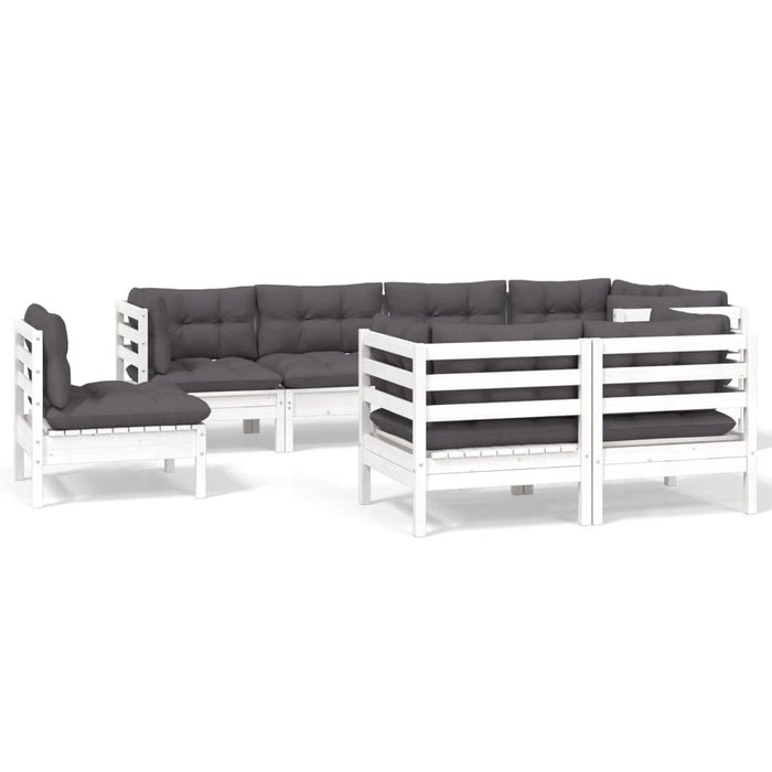 Set mobilier de grădină cu perne, 8 piese, alb, lemn masiv pin - WALTI WALTI