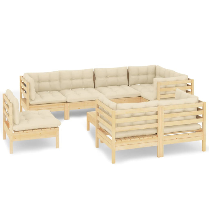 Set mobilier grădină cu perne crem, 9 piese, lemn masiv de pin - WALTI WALTI