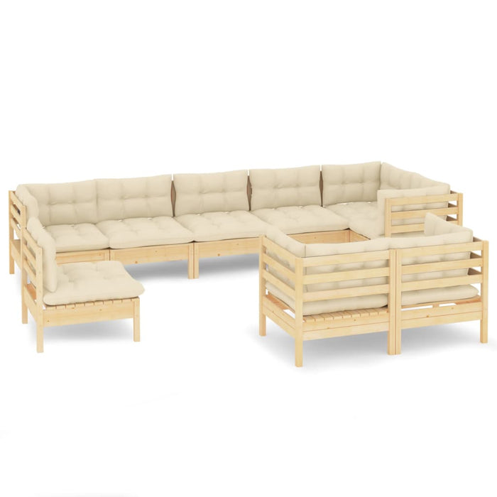 Set mobilier grădină cu perne crem, 9 piese, lemn masiv de pin - WALTI WALTI