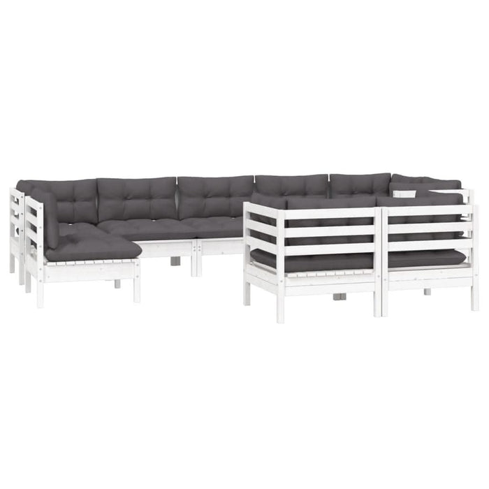 Set mobilier de grădină cu perne, 9 piese, alb, lemn masiv pin - WALTI WALTI