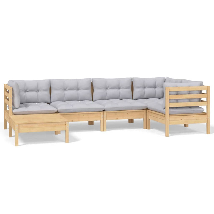 Set mobilier grădină cu perne gri, 6 piese, lemn de pin - WALTI WALTI