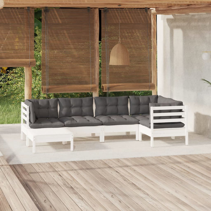Set mobilier de grădină cu perne, 6 piese, alb, lemn masiv pin - WALTI WALTI