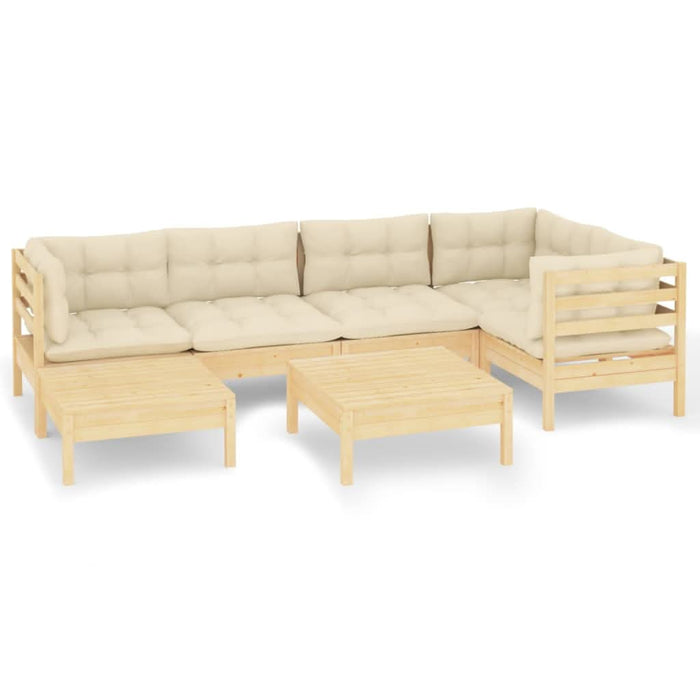 Set mobilier grădină cu perne crem, 7 piese, lemn masiv pin - WALTI WALTI