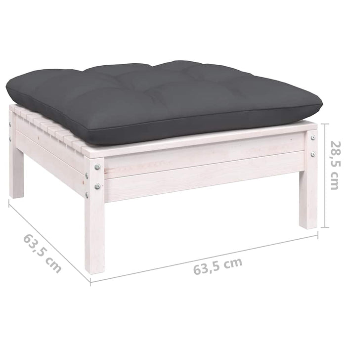 Set mobilier de grădină cu perne, 7 piese, alb, lemn masiv pin - WALTI WALTI