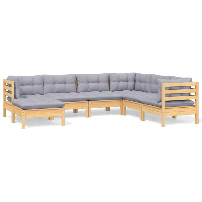 Set mobilier grădină cu perne gri, 7 piese, lemn masiv de pin - WALTI WALTI