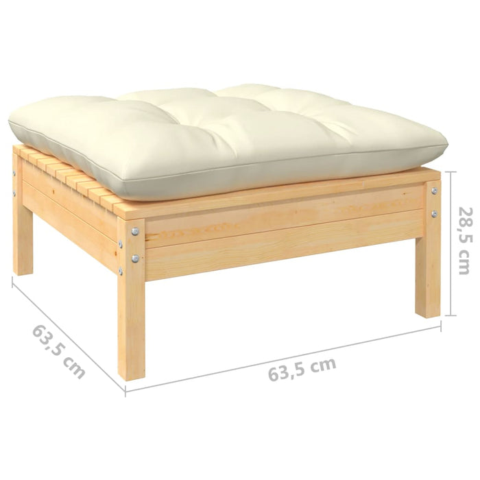 Set mobilier de grădină cu perne crem, 8 piese, lemn masiv pin WALTI