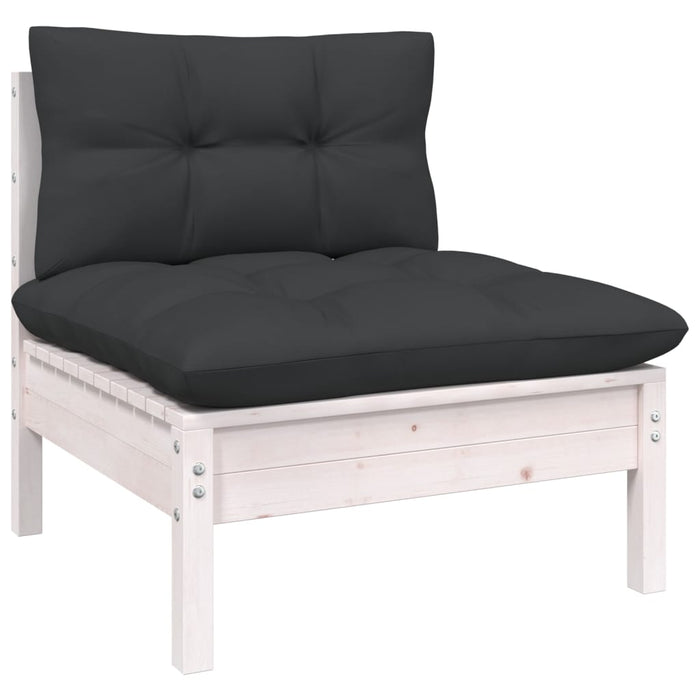 Set mobilier de grădină cu perne, 5 piese, alb, lemn masiv pin - WALTI WALTI
