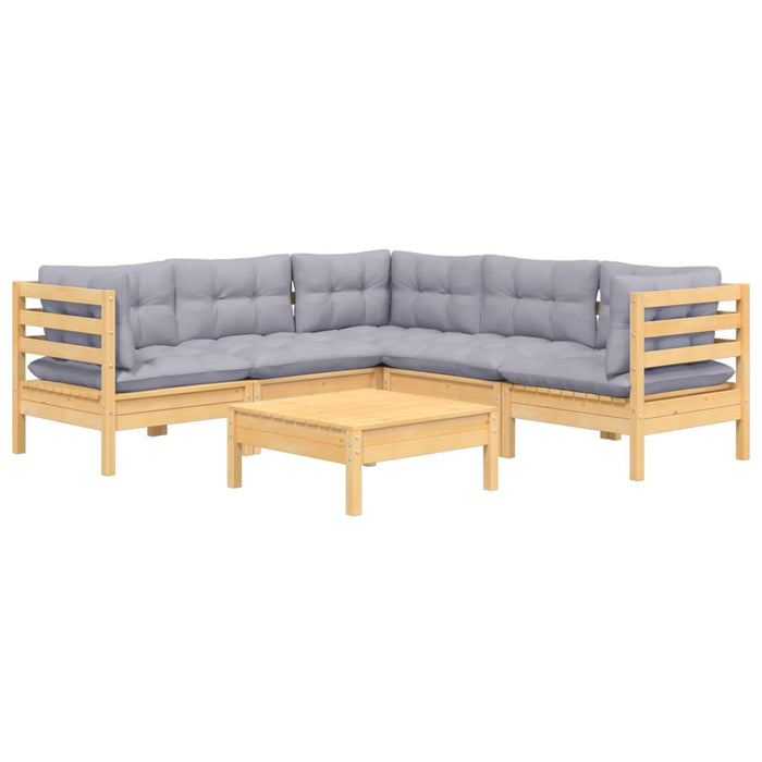 Set mobilier grădină cu perne gri, 6 piese, lemn de pin - WALTI WALTI
