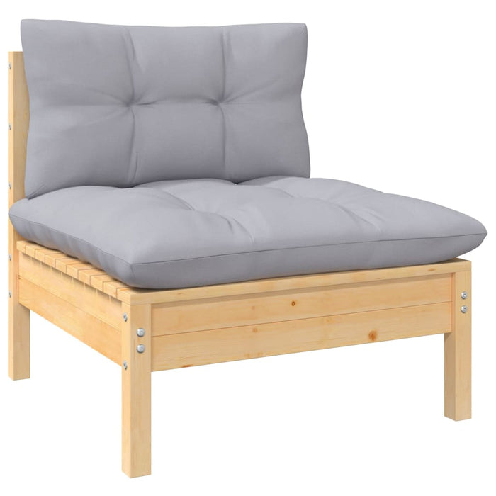 Set mobilier grădină cu perne gri, 6 piese, lemn de pin - WALTI WALTI