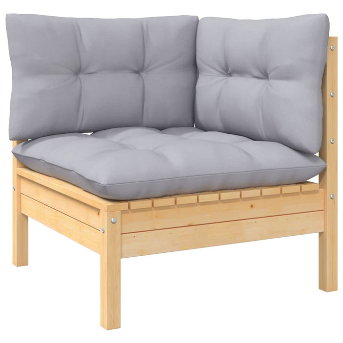 Set mobilier grădină cu perne gri, 6 piese, lemn de pin - WALTI WALTI