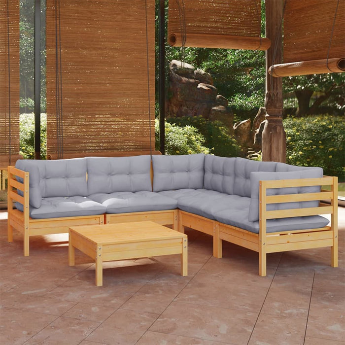 Set mobilier grădină cu perne gri, 6 piese, lemn de pin - WALTI WALTI