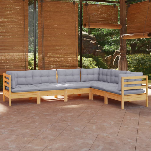 Set mobilier grădină cu perne gri, 6 piese, lemn de pin - WALTI WALTI