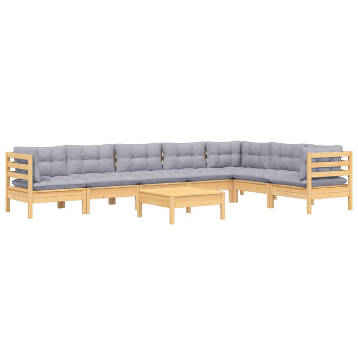 Set mobilier de grădină cu perne gri, 8 piese, lemn masiv pin - WALTI WALTI