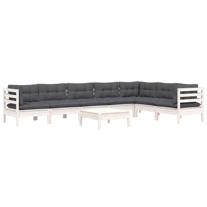 Set mobilier de grădină cu perne, 8 piese, alb, lemn masiv pin - WALTI WALTI