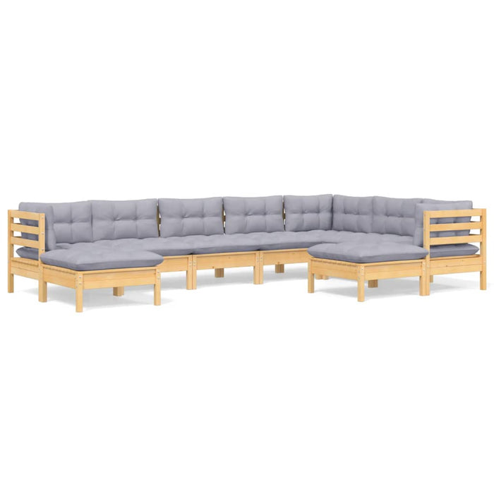 Set mobilier de grădină cu perne gri, 9 piese, lemn masiv pin - WALTI WALTI