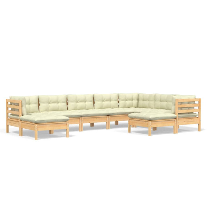 Set mobilier grădină cu perne crem, 9 piese, lemn masiv de pin - WALTI WALTI