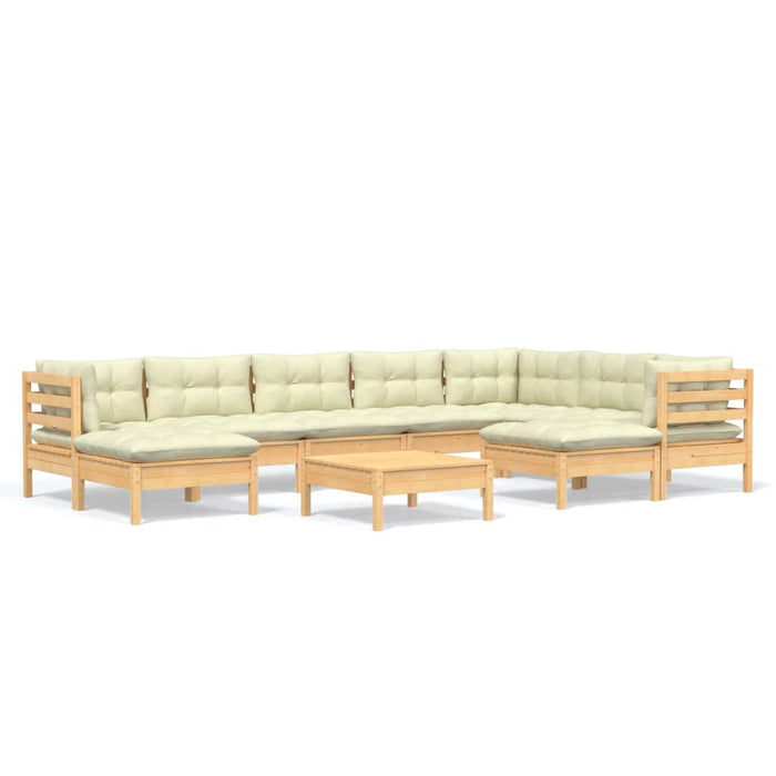 Set mobilier grădină cu perne crem, 10 piese, lemn masiv de pin - WALTI WALTI